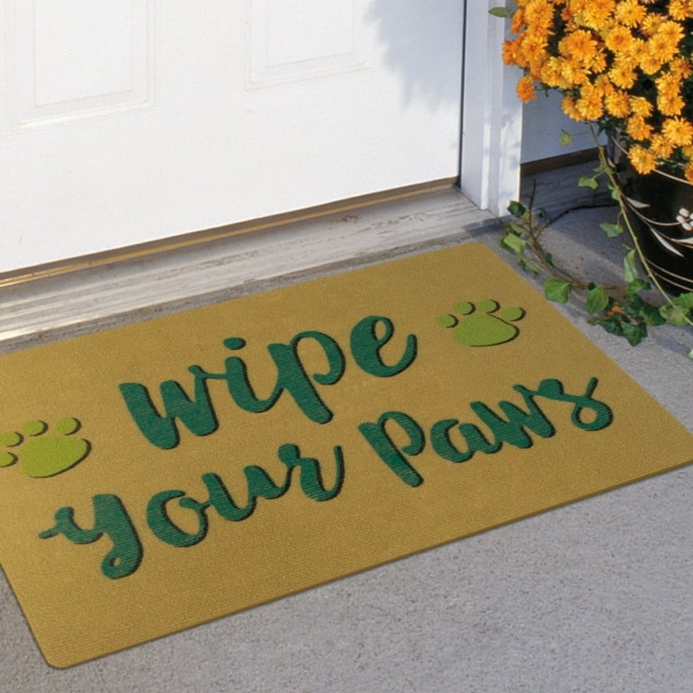 Mainstay Black and Gold Welcome Door Mat with Ornate Accents